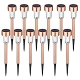 Solar Pathway lights, Oak Leaf Solar Lights Outdoor Led Landscape lighting With Low Voltage For Garden Patio Path Yard Lawn Deck Backyard Walkway, 12-Pack, Copper
