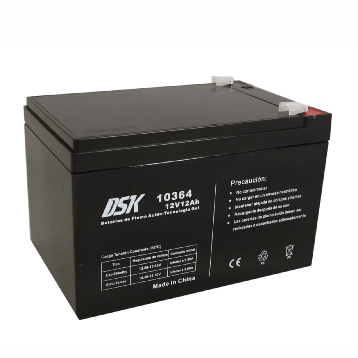 DSK 10364 – Lead Technology Gel Battery, 12 V 12 AH, Black