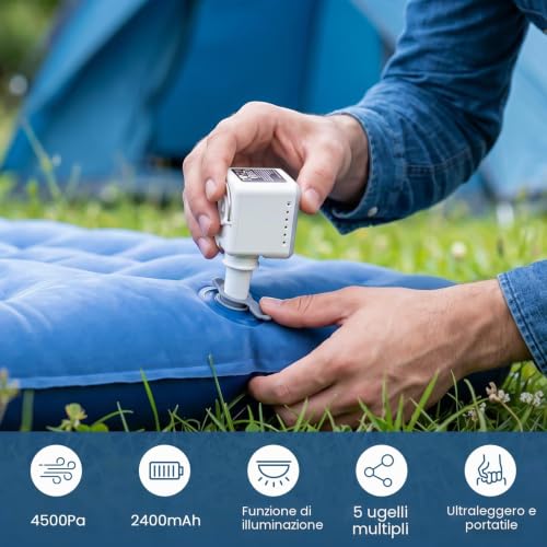 Portable Electric Inflator, 3 in 1 Electric Pump for Inflatable Mattress, 4.5 kPa, Mini Rechargeable Pump, Inflates and Deflates Air Mattresses