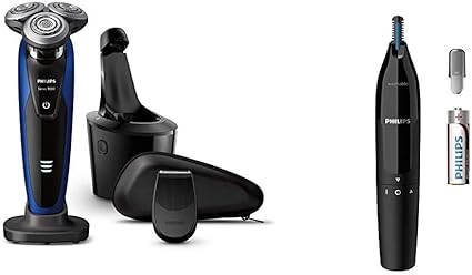 Amazon セット商品 除菌洗浄器付き フィリップス 9000シリーズ メンズ 電気シェーバー 72枚刃 回転式 お風呂剃り 丸洗い可 トリマー 洗浄充電器付 S9186a 26 フィリップス ノーズエチケットカッター 鼻 耳 Nt1650 17 Philips フィリップス ホーム