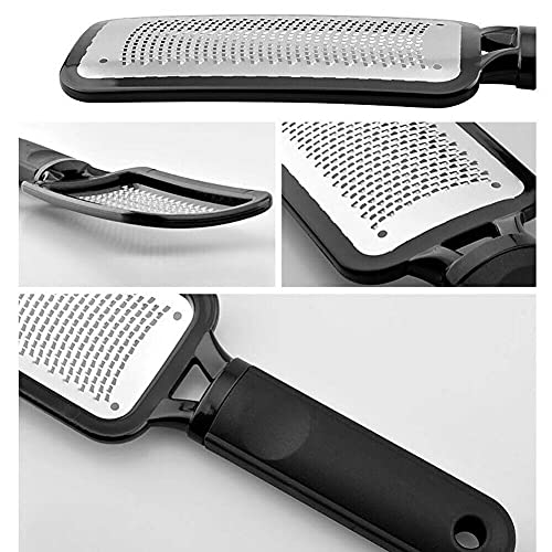 ZiQE Black Stainless Steel Foot File,Colossal Pedicure Rasp,Feet Heel Scraper Foot Callus Remover,Exfoliates, Removes Hard Skin