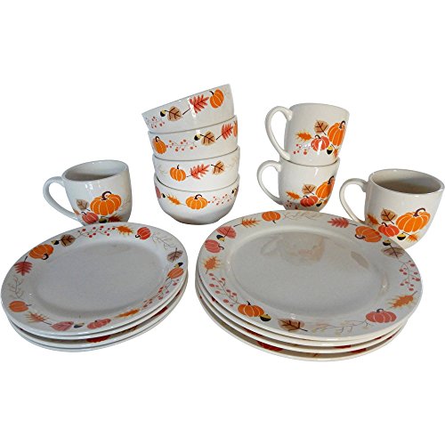 Halloween Dinnerware Set for 4 Pumpkins Decor Round Shape Dinner & Salad Plate Soup