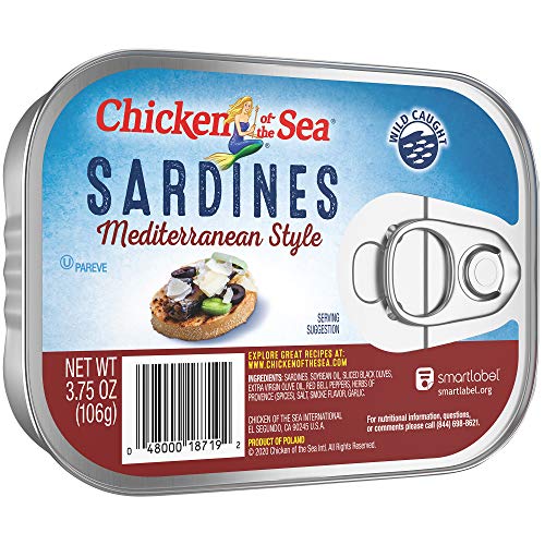Chicken of the Sea Sardines, Mediterranean Style, 3.75 Oz, Pack of 18