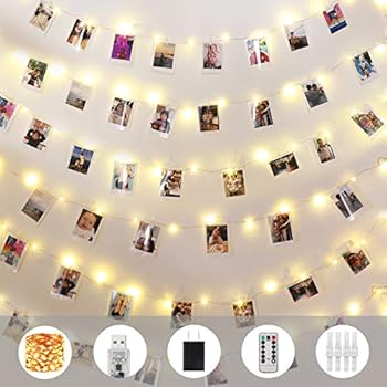 Innotree Fairy Lights USB Plug in, 100 LED 33Ft Copper Wire Photo String Lights with 50 Clips for Hanging Pictures, Perfect Home Dorm Bedroom Party Wedding Christmas Decoration, Warm White
