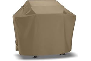 SunPatio Grill Cover 48 Inch for Outdoor Grill, Heavy Duty BBQ Cover with Waterproof Sealed Seam, FadeStop Material, All Weather Resistant Compatible for Weber CharBroil Nexgrill and More, Taupe