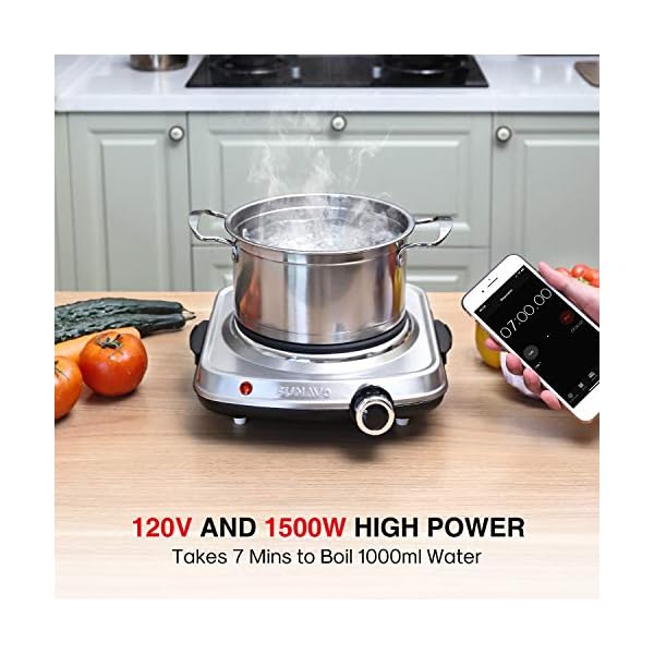 SUNAVO 1500W Hot Plates for Cooking, Electric Single Burner with
