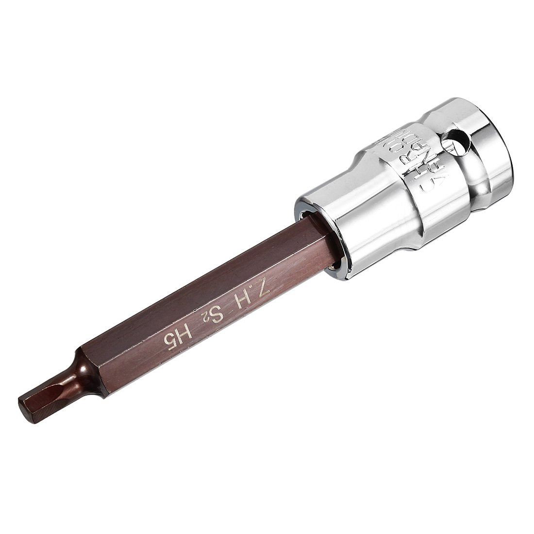 Sourcingmap 1/2" Drive x H5 (5mm) Hex Bit Socket, S2 Steel Bits CR-V Sockets 4" Length Use with Ratchet Wrench, Slide Bar, Extension Rod
