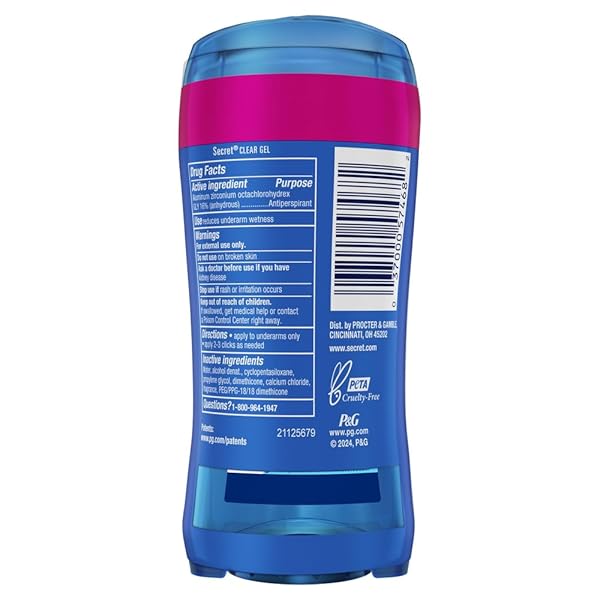 SECRET OUTLAST ANTIPERSPIRANT DEODORANT FOR WOMEN, 72HR SWEAT & ODOR PROTECTION, PH BALANCING MINERALS, CLEAR GEL, PROTECTING POWDER SCENT, 2.6 OZ (PACK OF 2)