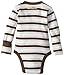 L'ovedbaby Unisex-Baby Newborn Organic Gl'oved-Sleeve Bodysuit, Bark Stripe, 3-6 Months