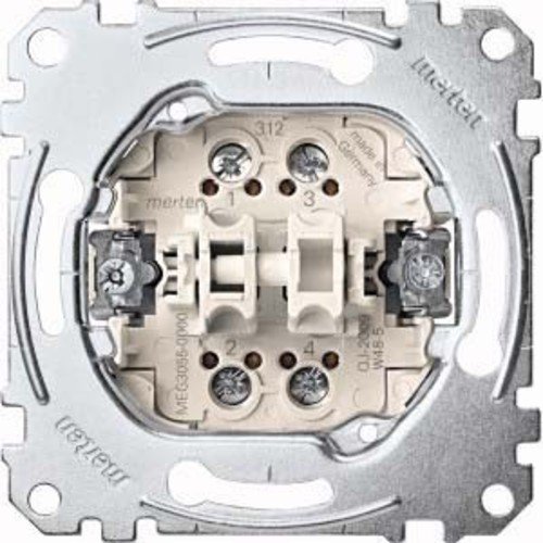Merten MEG3055-0000 Double Switch Insert, 2 N/O Contacts 1-Pole, 10 A, AC 250 V, Screw Lift Terminals