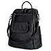UTO Women Backpack Purse PU Washed Leather Ladies Rucksack Shoulder Bag, Black