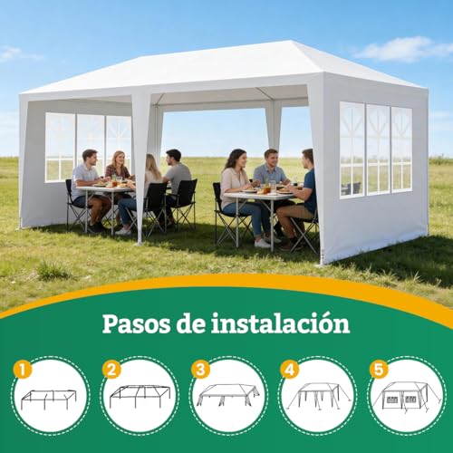 KOZFULE Toldo 3x6 m Carpas para Exteriores con Paredes Jardín Carpa-Contiene 50 Globos, Plegable Toldo para Playa Carpa Toldo para Auto, Ideal para Jardines y Exteriores y Boda y Fiesta