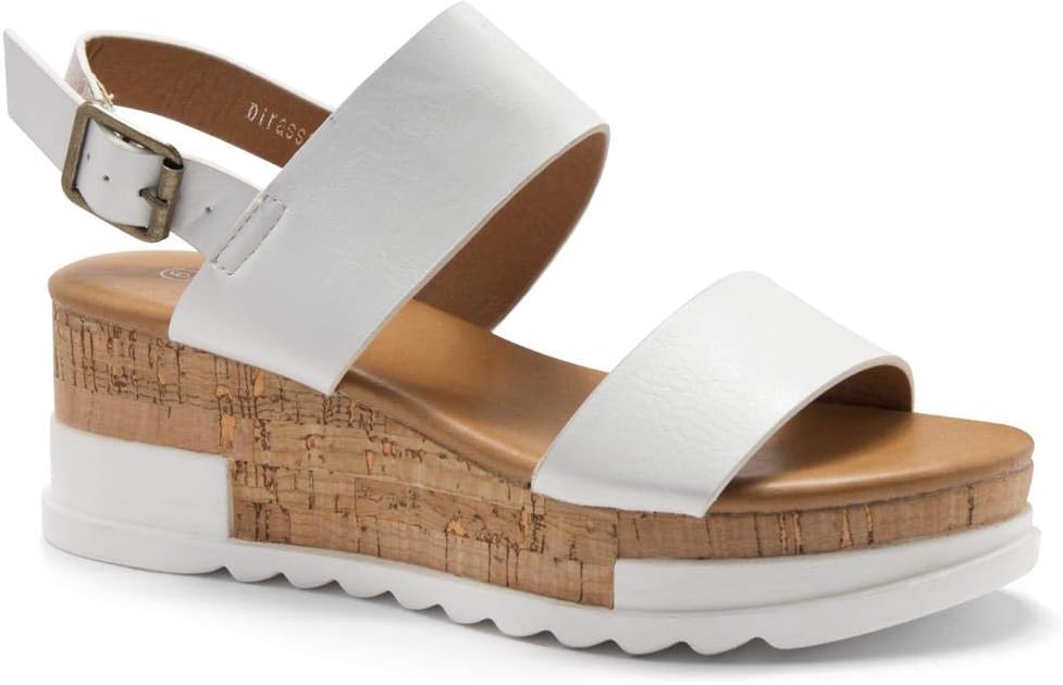 DIRASSA Women's Open Toe Ankle Strap Platform Wedge Sandals