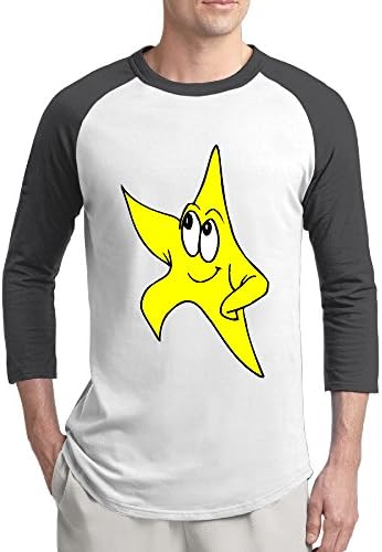 Yellow Cute Gesture Star Logo Print Mens Baseball Jerseys Cherished Printed Long Sleeve Shirts 3/4 Sleeve Raglan Tee
