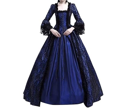 Damen Kleider Luxuriös Rüschen Schnüren Aufflackern Hülsen Karneval Kostüm Frauen Gothic Palast Königin Vampir Cosplay Kostüm