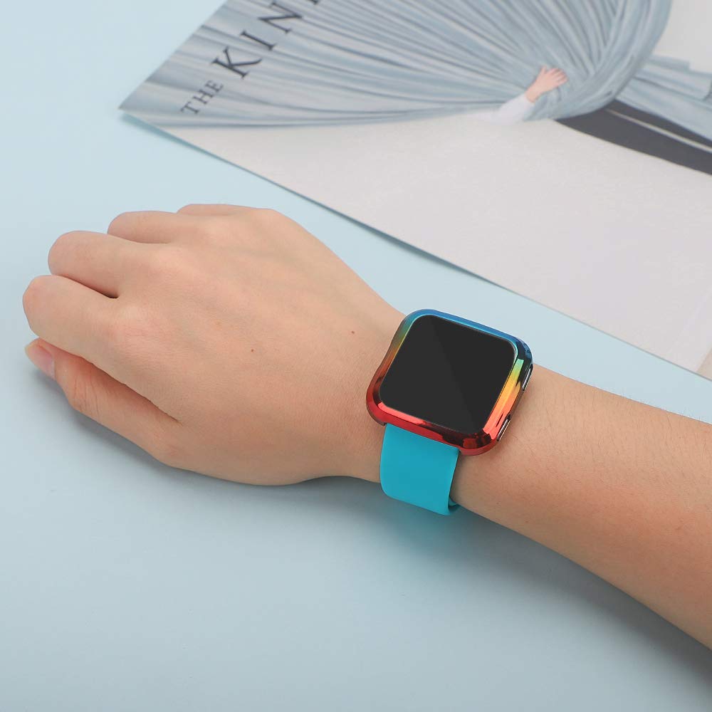 NANW 2-Pack Screen Protector Case Compatible with Fitbit Versa (Not for Versa 2), Soft TPU Gradient Color Case Cover All Around Protective Bumper Shell for Versa Watch Only