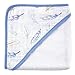 Hudson Baby Woven Towel with Muslin Hood, Blue Feathers, 30