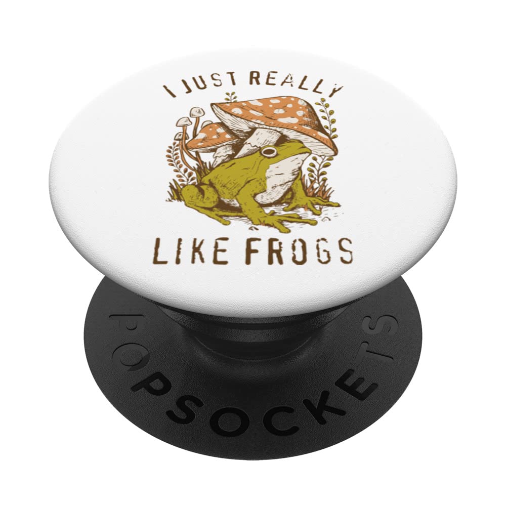 Cottagecore Aesthetic I Just Really Love Frogs Illustration PopSockets Swappable PopGrip