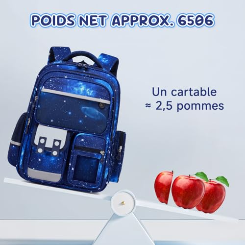 Amythe CP-CM2 Boys Reflective School Bag | Ergonomic Children's Backpack Chest Strap 6-12 Years Waterproof 25L Blue