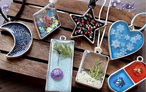 LANBIDE 40 PCS Bezels for Resin Jewelry Making-Open Frame Pendant Bezel Pendant Back Blanks Charms Hollow Assorted Geometric Resin Mold DIY Crafts - Thumbnail 4