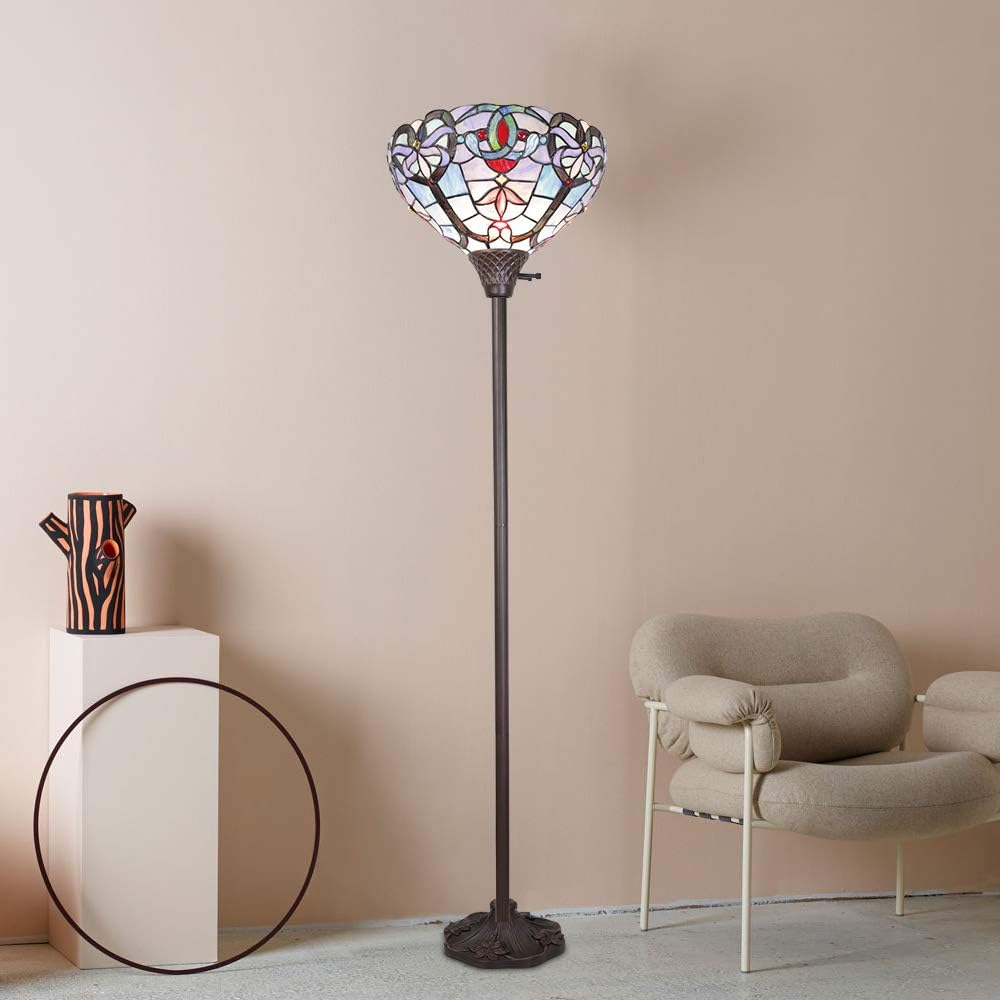 Bonlicht Tiffany Style Torchiere Floor Lamp Antique Victorian