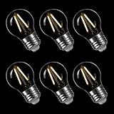 LIGHTSTORY G14 1.8W LED Filament Bulb 25W Equivalent, Global Bulb, E26 Base, 2700K, Dimmable, 6-Pack