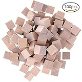 CoscosX 100 Pcs Natural Wood Blocks Unfinished Wooden Cubes for Crafts DIY Supplies