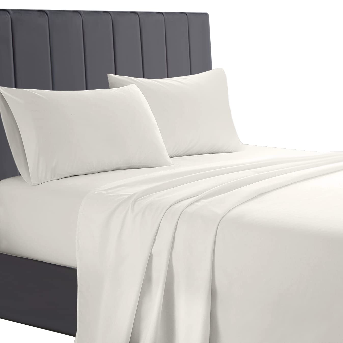 AATH COLLECTION Egyptian Cotton Flat Sheets, 200 Thread Count Single, Double, King, Super King Flat Bed Sheets, Soft & Fade Resistant (King, Cream)