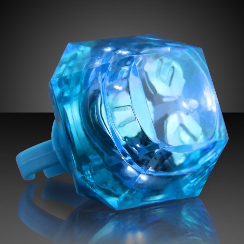 Blue Huge Gem Light Up LED Rings (Set of 24)