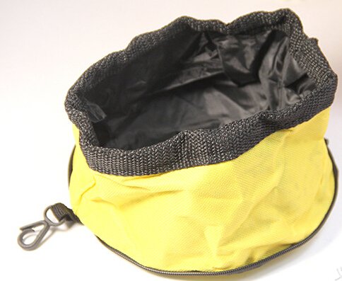 Zippered Collapsible Fabric Jardin Dog pet bowls water bowl drinking utensils random color