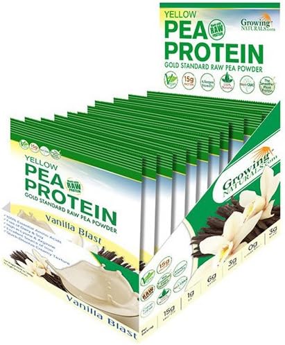 Growing Naturals Pea Protein Powder - Vanilla Blast Single Serve Packet - .9 oz - Case of 12