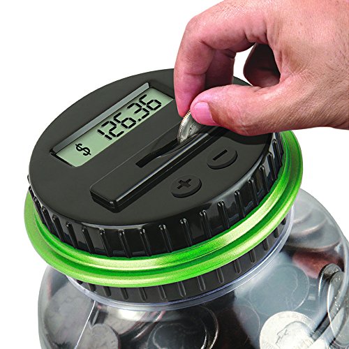 OLICTA Piggy Bank Digital Counting Coin Bank Creative Large Money Saving Box Jar Bank LCD Display Coins Saving Gift (Dollar) (Black-Green) - Thumbnail 3