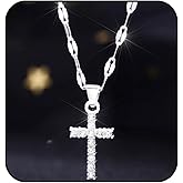 Flimire Cross Necklace for Women Rhinestone Tiny Cross Gold Necklace Simple Sterling Silver Plated Pendant Necklaces Trendy Jewelry Gifts