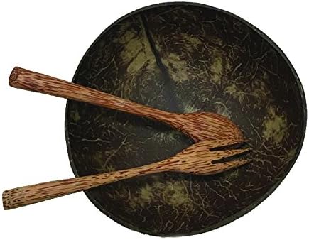 Coconut Bowl with Spoon, Fork (set) – 100% Natural, Artisan Handmade, Great for Vegan bowl, Organic bowl, Buddha bowl, Decoration or Gift set.