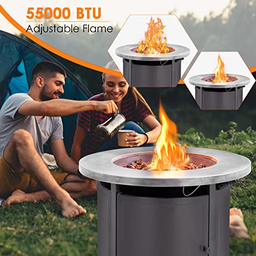LAUSAINT HOME 55000 BTU Gas Fire Pit Table with Lava Rocks for Patio