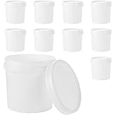 AKOLAFE 10 Pack Paint Buckets for Painting Empty Paint Cans Quart Plastic Paint Containers with Lids 2 Pint Plastic Paint Can 1/4 Gallon Paint Pail Small Paint Storage Containers for Leftover Paint