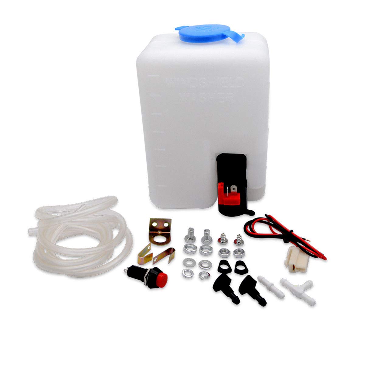 Universal Windscreen Washer Bottle Kit with Pump Hose Jets Wiring Switch For Classic Car 12V Boat Marine