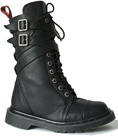 Western Steampunk Lace Up Combat Military Gothic Hipster 90s Grunge Women's Boots (8)