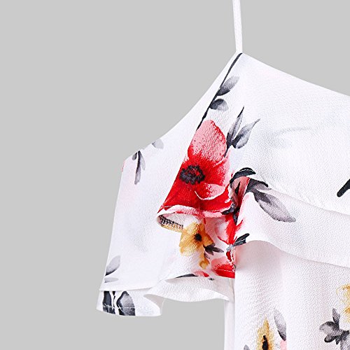 Ghazzi Women Tops Teen Girls Floral Printed Shirts Off Shoulder Short Sleeve Blouse Pullover Crop Top Tee Shirt Sweatshirt