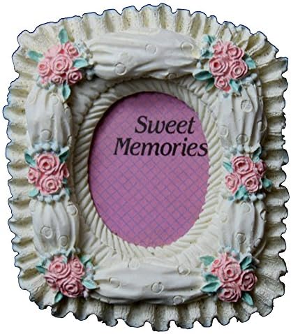 MINI PICTURE FRAME WITH PINK ROSES AND WHITE FRAME