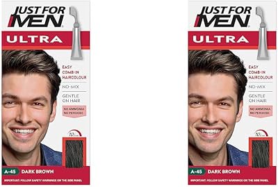 Just For Men Ultra Dark Brown Ammonia Free Hair Colour Dye A45 Pack of 2