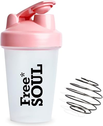 Free Soul Protein Shaker Bottle 400ml Pink with Mixball BPA Free