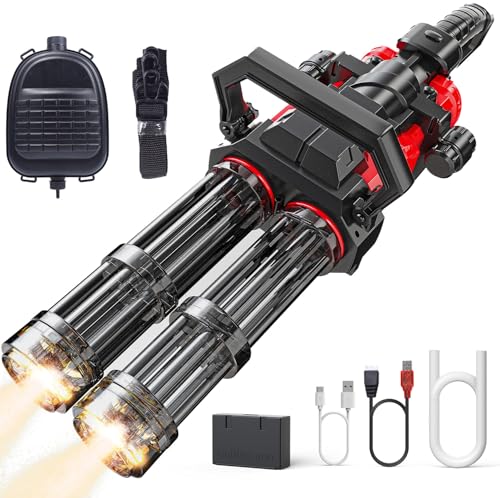 Skirfy Gatling Electric Water Gun for Adults & Kids, Dual-Barrel, Up to 49FT Most Powerful Automatic Squirt Gun with LED Water-Sensor, Large Water Tank & Battery,Outdoor Pool Toy