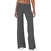 FOMOYUU Lounge Yoga Pants for Women Fold Over Low Waist Wide Leg Sweatpants Flare Leggings Bell Bottoms Y2K Foldover Pants