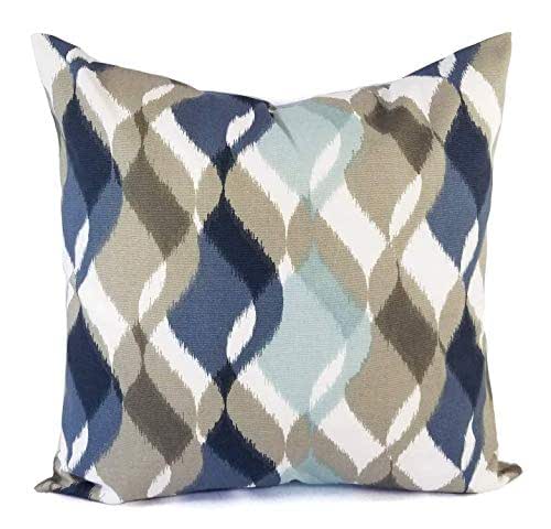 Amazon.com: Blue and Brown Pillows - Navy Blue and Brown Pillow Cover - Custom Pillow Sham ...