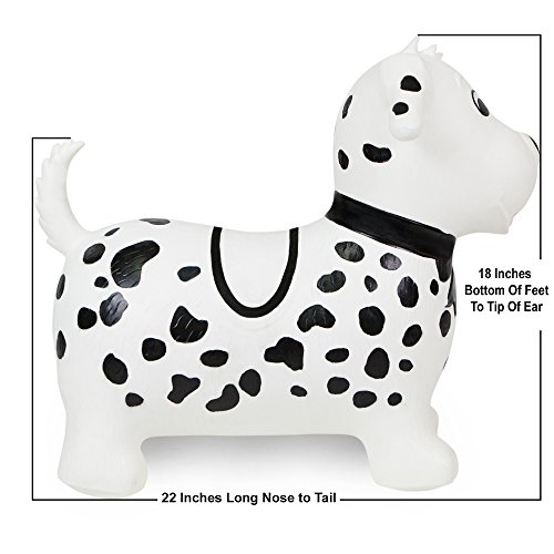 WADDLE Jumping Horse with Pump-Bouncy Horses Animals Hopper-Toddlers Inflatable Bouncing Horse Toys (White Dalmatian)