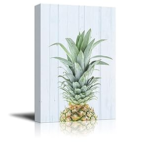 Canvas Print Wall Art - Pineapple on Retro Style Background - Gallery Wrap Modern Home Art | Ready to Hang - 12x18 inches