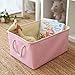 TheWarmHome Decorative Basket Fabric Storage Basket Bin Organizer with Sturdy Rod for Clothes Storage,Baby Storage, Toy Storage, Nursery Baskets for Gifts Empty(Pink, 15.7L*11.8W*8.3H)