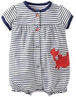 Blue Stripe Crab Romper 6 Months
