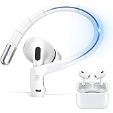 Anti-Slip Ear Hooks for AirPods Pro 2 & AirPod 3 Earbuds [Memory Titanium Alloy],Soft Comfortable Fit | Anti-loss Sports EarHooks Compatible with AirPods Pro 2 Earbuds Accessories with Lanyard (White)
